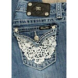 Miss Me Jeans 27 Low Rise Straight Western Cowgirl Lace Flap Pocket Y2K Denim